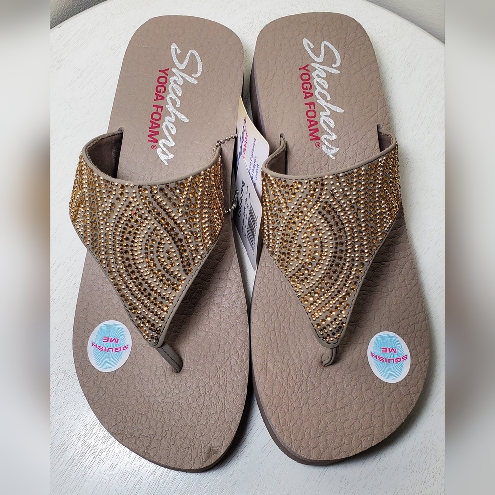 Skechers Vinyasa Stone Candy Sandals Flip Flop Yoga Foam Blush Women's Size 10